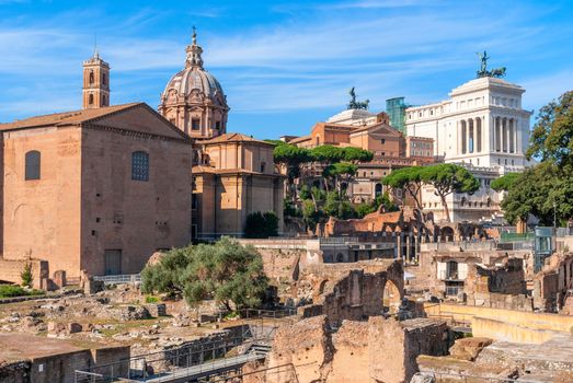 Roman Forum in Rome, Italy. Roman Forum is one of the main tourist attractions in Europe.