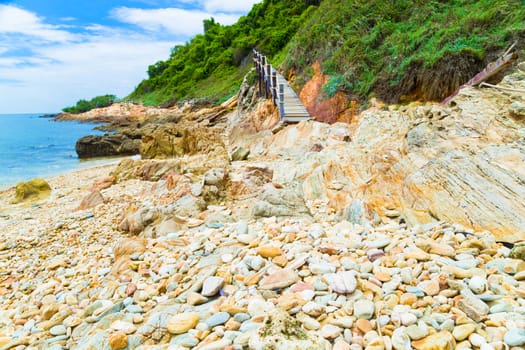 Beautiful Rayong coast with blue sky, at khao laem ya mu koh samet island Rayong Thailand.