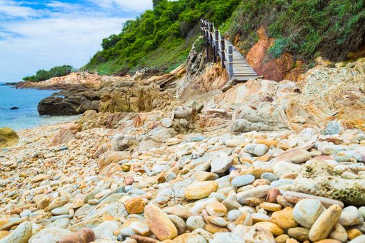 Beautiful Rayong coast with blue sky, at khao laem ya mu koh samet island Rayong Thailand.