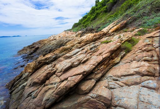 Beautiful Rayong coast with blue sky, at khao laem ya mu koh samet island Rayong Thailand.