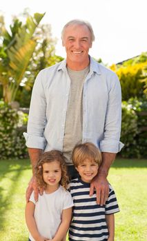 Portrait of a family looking at the camera