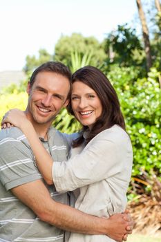 Enamored couple in the garden