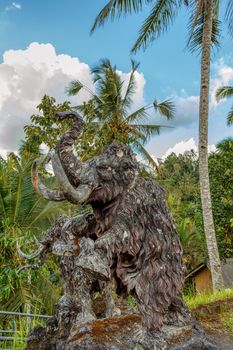 ancient mammoth statue near Ancient royal tombs at Gunung Kawi, Bali, Indonesia