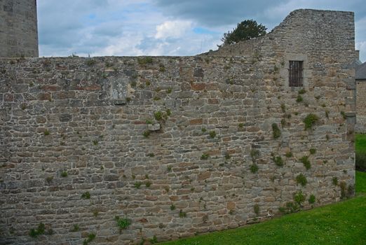 Part of defensive stone wall at middle-age fortress