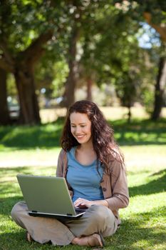 Woman working on her laptop