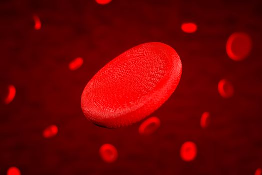 3d rendering of erythrocyte or red blood corpuscle. 3d illustration of Red blood cells.