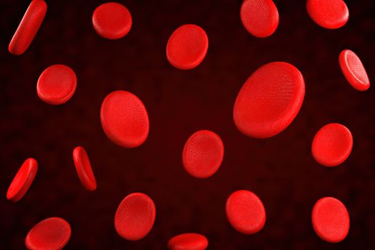 3d rendering of erythrocyte or red blood corpuscle. 3d illustration of Red blood cells.