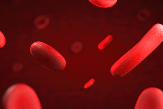 3d rendering of erythrocyte or red blood corpuscle. 3d illustration of Red blood cells.