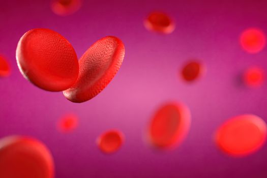 3d rendering of erythrocyte or red blood corpuscle. 3d illustration of Red blood cells.