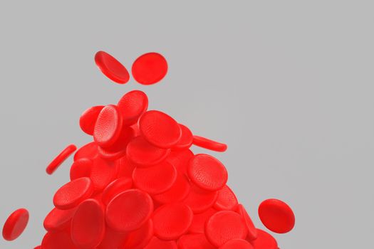 3d rendering of erythrocyte or red blood corpuscle. 3d illustration of Red blood cells.