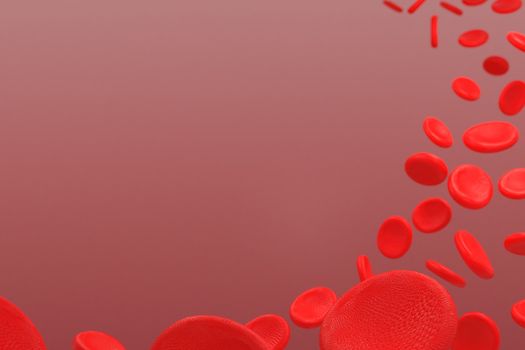 3d rendering of erythrocyte or red blood corpuscle. 3d illustration of Red blood cells.