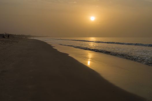 Beautiful long sandy beach in The Gambia, Bijilo near Serrekunda