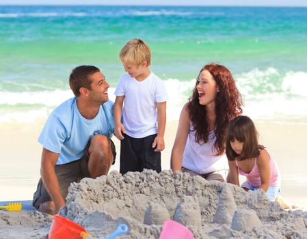 Radiant family at the beach