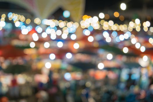 Blur lights from Ao-udom plaza with colorful umbrella