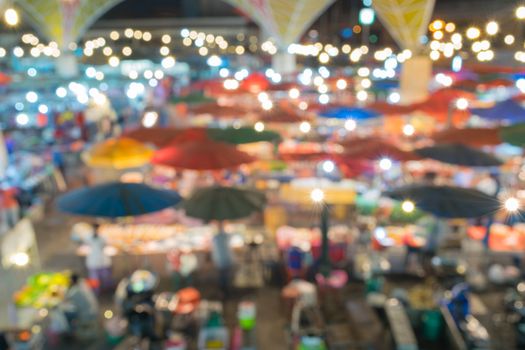 Blur lights from Ao-udom plaza with colorful umbrella
