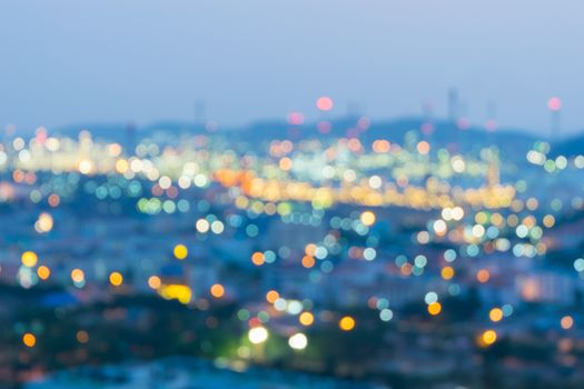 blur lights or bokeh at leamchabang port, Thailand