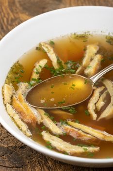 overview of a bavarian pancake soup