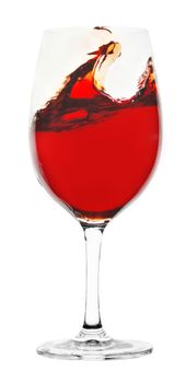 Red wine glass isolated on white background 