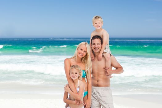 Happy family on the beach