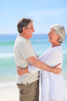 Elderly man embracing her wife