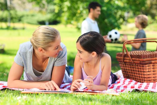 Family picnicking in the park during the summer
