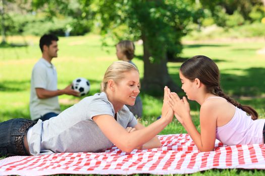 Family in the park during the summer