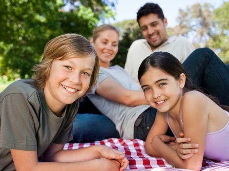 Family in the park during the summer