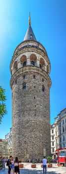 Istambul, Turkey – 07.13.2019. The Galata Tower in Istanbul on a sunny summer day