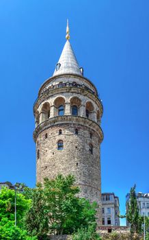 Istambul, Turkey – 07.13.2019. The Galata Tower in Istanbul on a sunny summer day