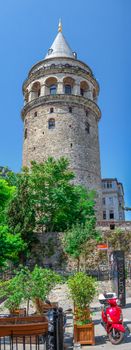 Istambul, Turkey – 07.13.2019. The Galata Tower in Istanbul on a sunny summer day