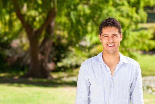 Man in the park during the summer