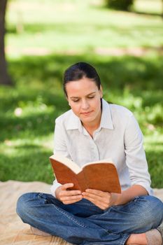 Woman reading in the park during the summer