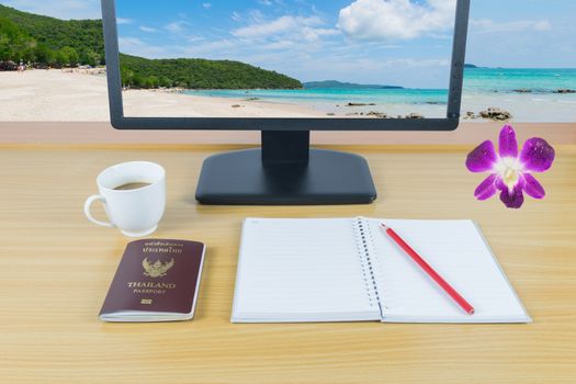 Plan to travel in Thailand at white sand beach and sea green