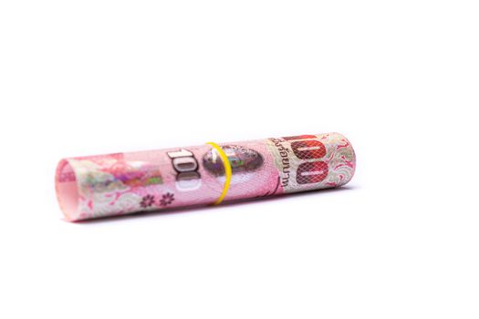 money of Thailand baht on white background