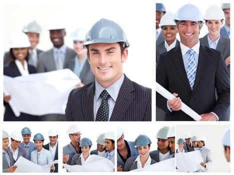 Collage of construction people