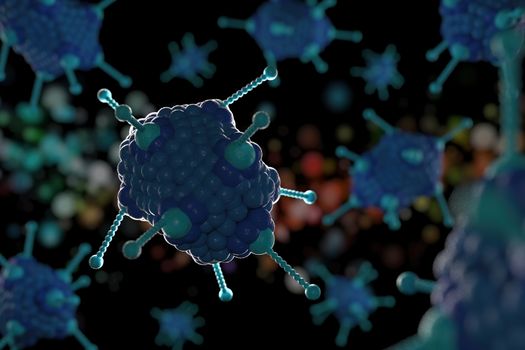 3d illustration, close up of microscope Adoeno Virus