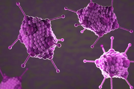 3d illustration, close up of microscope Adoeno Virus