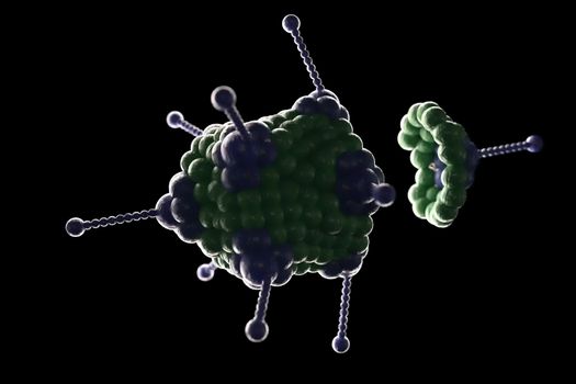 3d illustration, close up of microscope Adoeno Virus