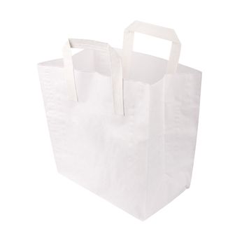 white paper bag, isolated on white background 