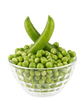 Pea Pod in bowl on a white background