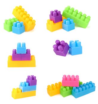 plastic building blocks on a white background 