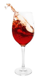 Red wine glass isolated on white background 