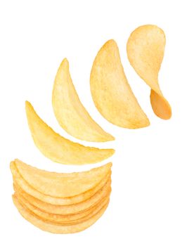 Stack of potato chips isoleted on a white background