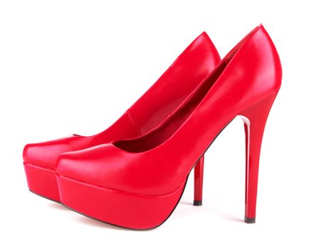 Red woman shoes isolated on white