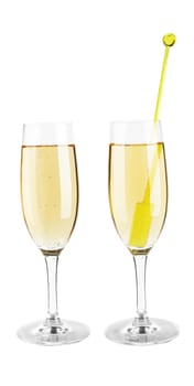 Glass of champagne isolated on the white background 