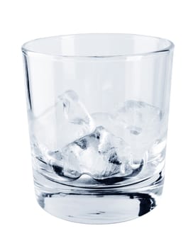 Glass with ice cubes. Isolated on white background 