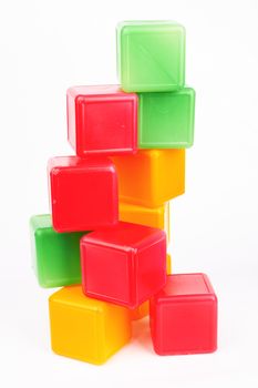 bright plastic  blocks on a white 