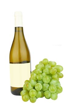 white wine bottle isolated on white background 