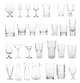 glasses collection isolated on a white 