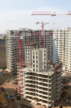 construction site with crane and building 